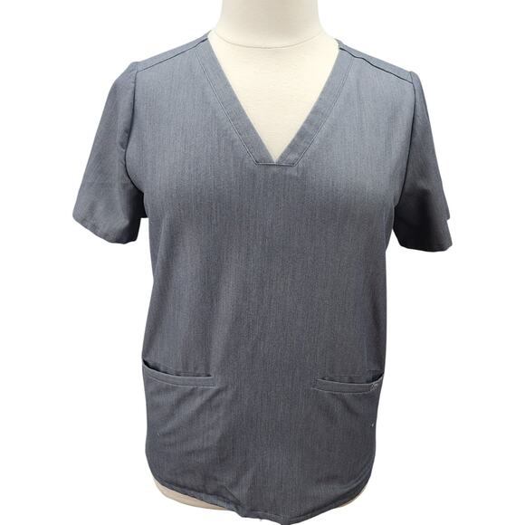 FIGS Technical Collection Scrub Top Women L Gray FW1100 Pockets Medical Nurse - Picture 2 of 11